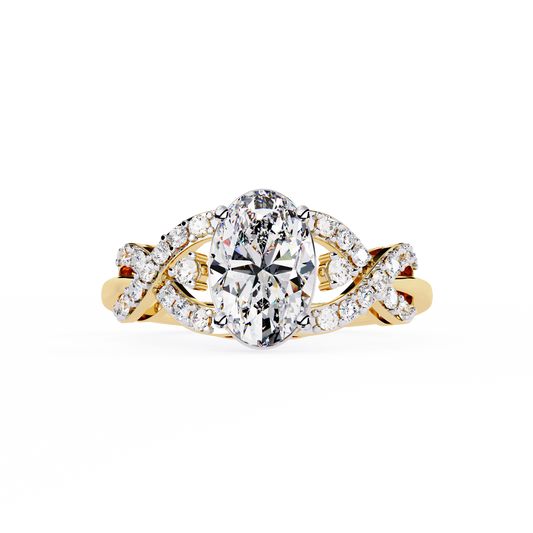Infinity Crown – Oval Diamond Twisted Band Ring in 14K Gold
