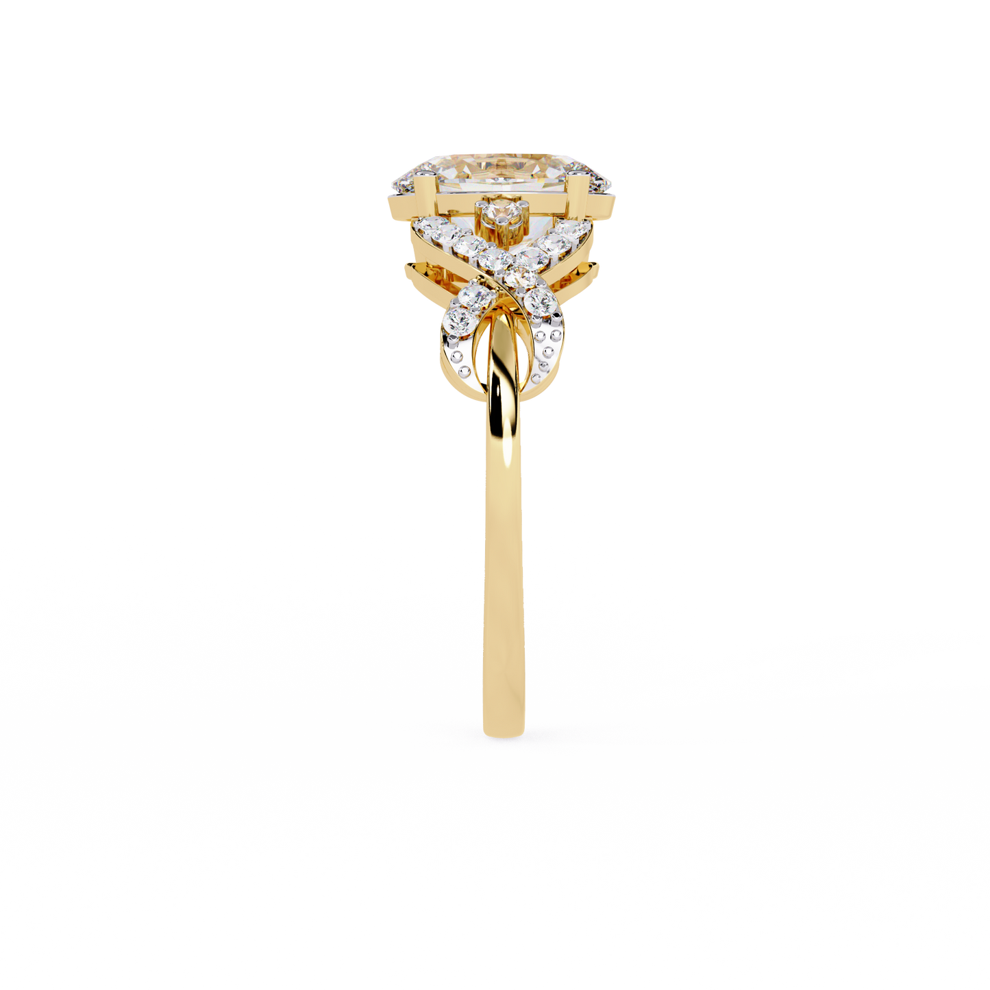Infinity Crown – Oval Diamond Twisted Band Ring in 14K Gold