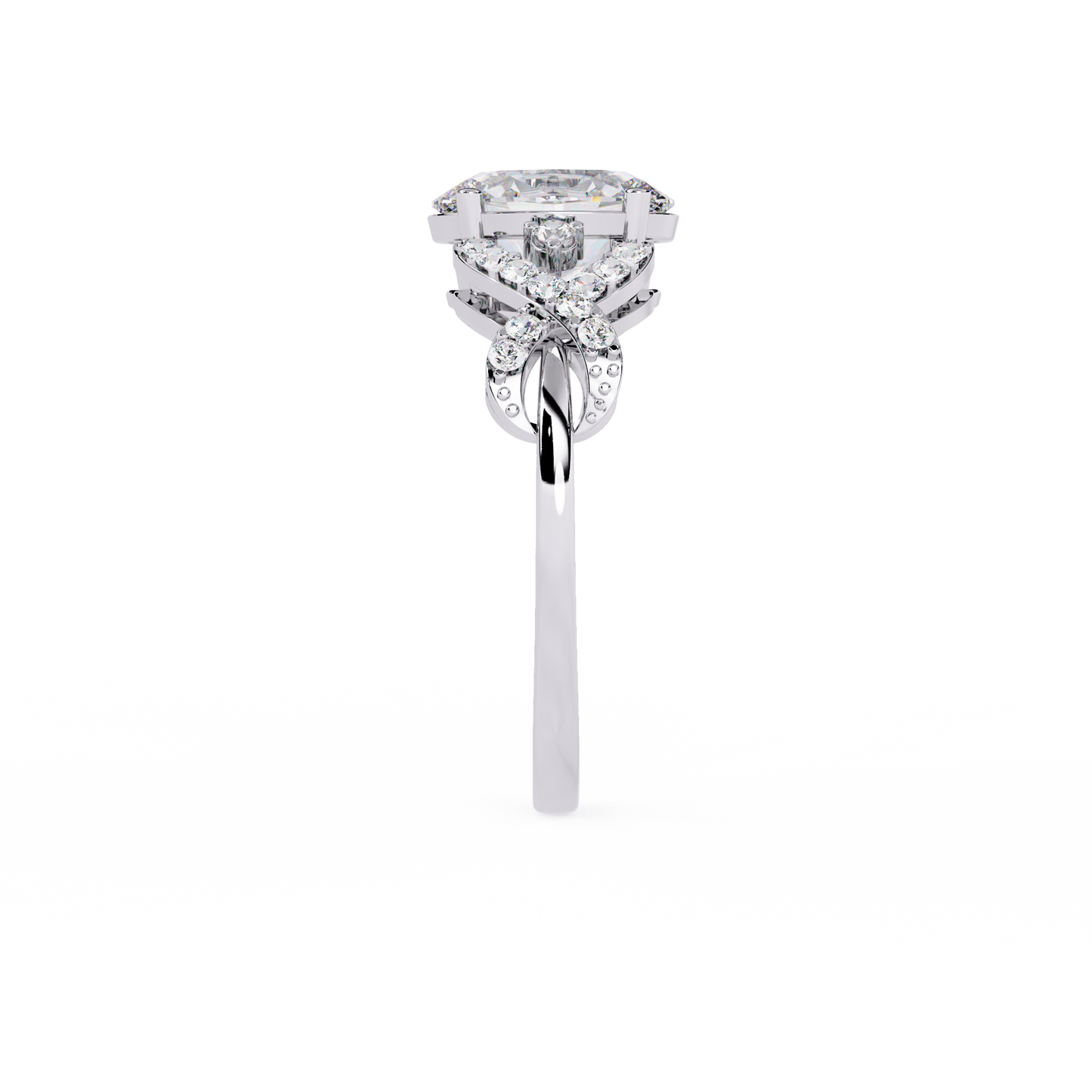 Infinity Crown – Oval Diamond Twisted Band Ring in 14K Gold