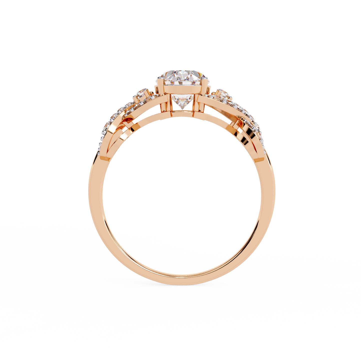 Infinity Crown – Oval Diamond Twisted Band Ring in 14K Gold