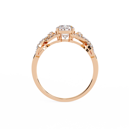Infinity Crown – Oval Diamond Twisted Band Ring in 14K Gold