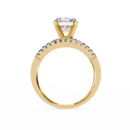 Celestial Wrap – Diamond Orbit Shank Ring with Solitaire in 14K Gold