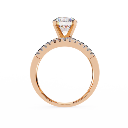 Celestial Wrap – Diamond Orbit Shank Ring with Solitaire in 14K Gold