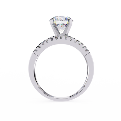 Celestial Wrap – Diamond Orbit Shank Ring with Solitaire in 14K Gold