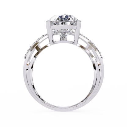 Infinite Grace – Lab Diamond Pear Ring with Split Criss-Cross Shank in 14K Gold