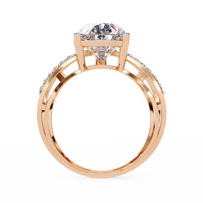 Infinite Grace – Lab Diamond Pear Ring with Split Criss-Cross Shank in 14K Gold