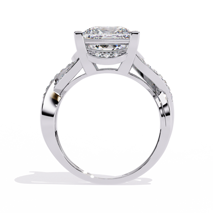 Regal Cross – Diamond Princess Cut Ring with Twisted Shank in 14K Gold