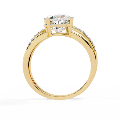 Cushion Curve – Diamond Split Shank Solitaire Ring in 14K Gold