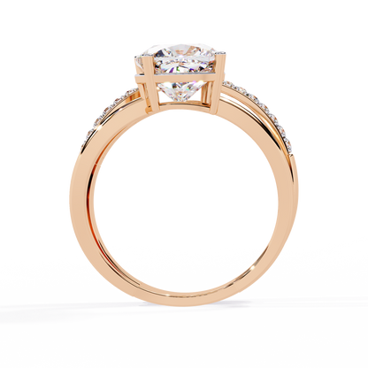 Cushion Curve – Diamond Split Shank Solitaire Ring in 14K Gold