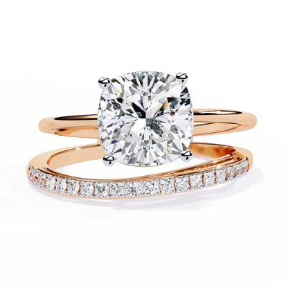 Cushion Curve – Diamond Split Shank Solitaire Ring in 14K Gold
