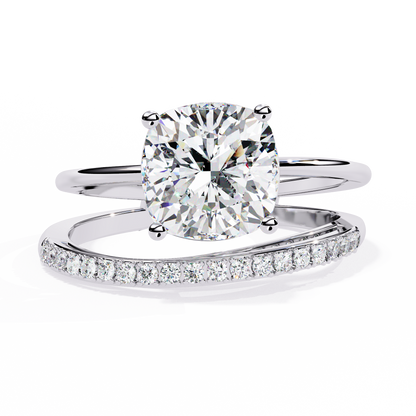 Cushion Curve – Diamond Split Shank Solitaire Ring in 14K Gold