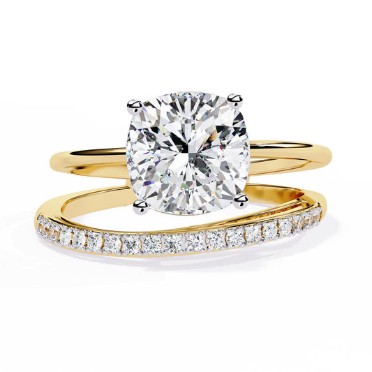 Cushion Curve – Diamond Split Shank Solitaire Ring in 14K Gold