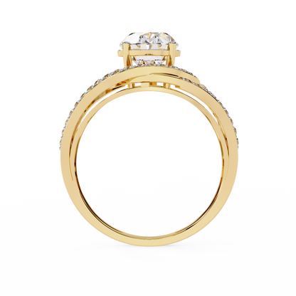 Celestial Orbit – Oval Diamond Wrap Ring in 14K Gold