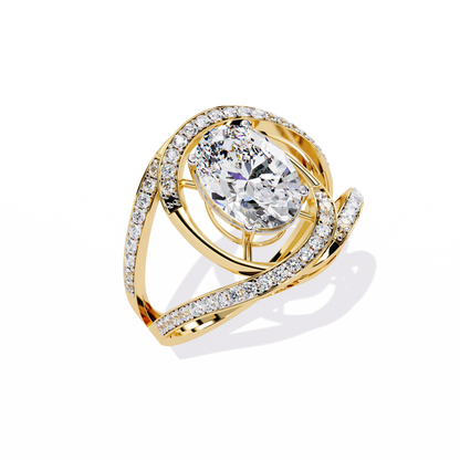 Celestial Orbit – Oval Diamond Wrap Ring in 14K Gold