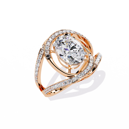 Celestial Orbit – Oval Diamond Wrap Ring in 14K Gold