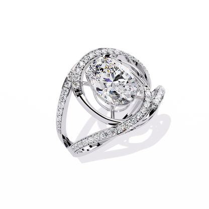 Celestial Orbit – Oval Diamond Wrap Ring in 14K Gold