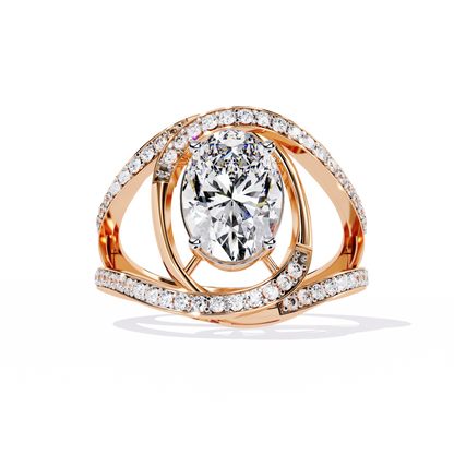Celestial Orbit – Oval Diamond Wrap Ring in 14K Gold