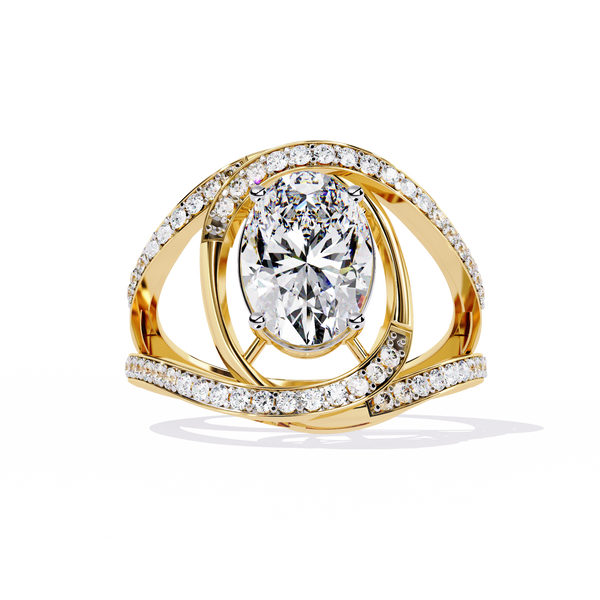 Celestial Orbit – Oval Diamond Wrap Ring in 14K Gold
