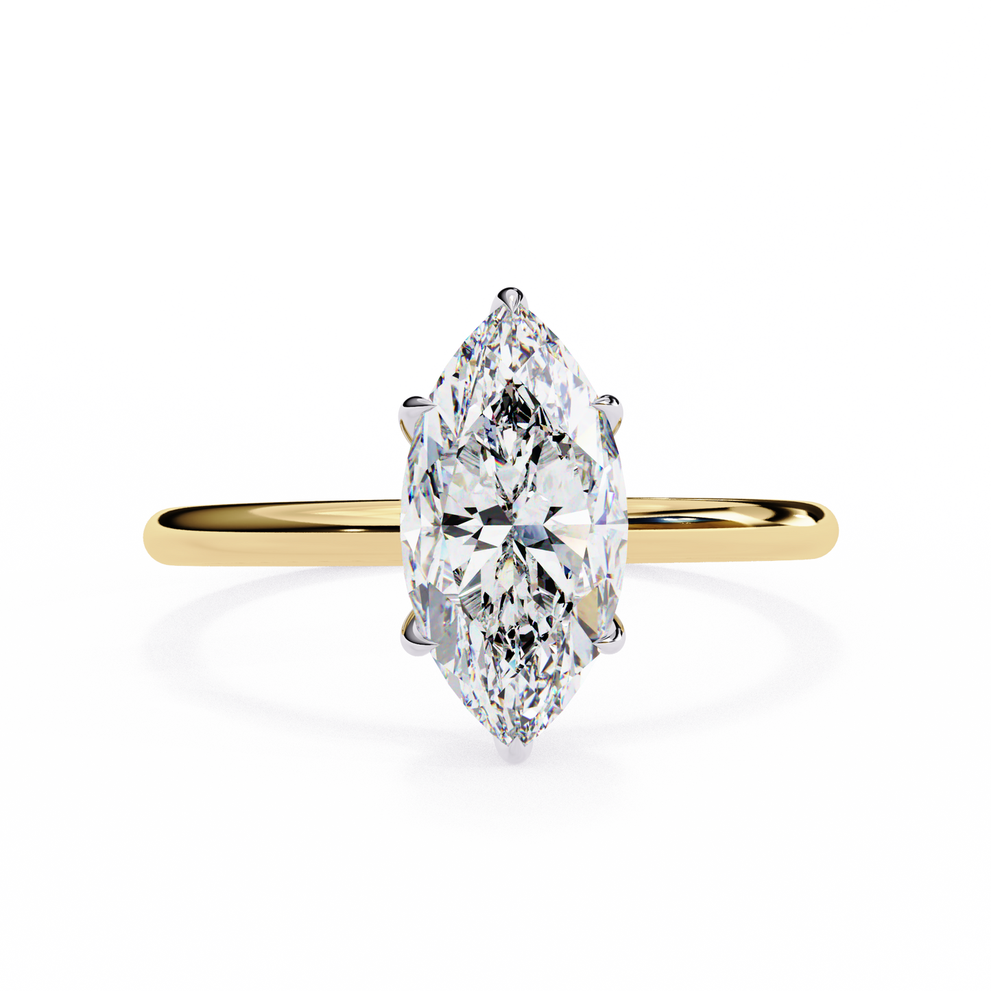Marquise Edge – Lab Diamond Ring with Tapered Shank in 14K Gold