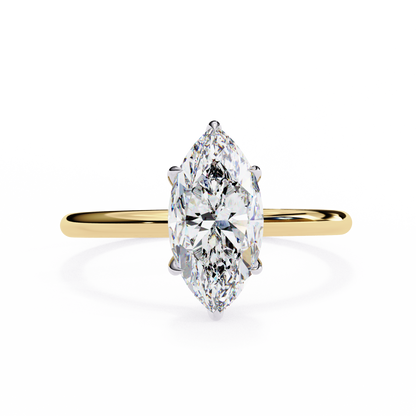 Marquise Edge – Lab Diamond Ring with Tapered Shank in 14K Gold