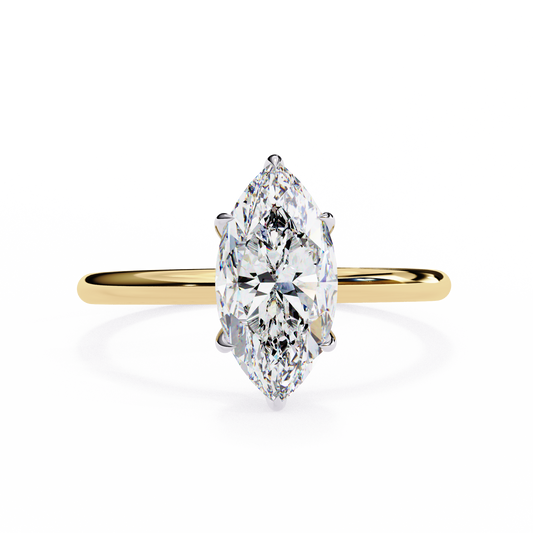 Marquise Edge – Lab Diamond Ring with Tapered Shank in 14K Gold