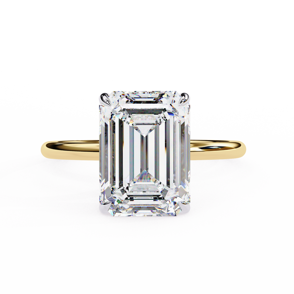 Emerald Crestline – Diamond Ring with Double-Row Shank in 14K Gold