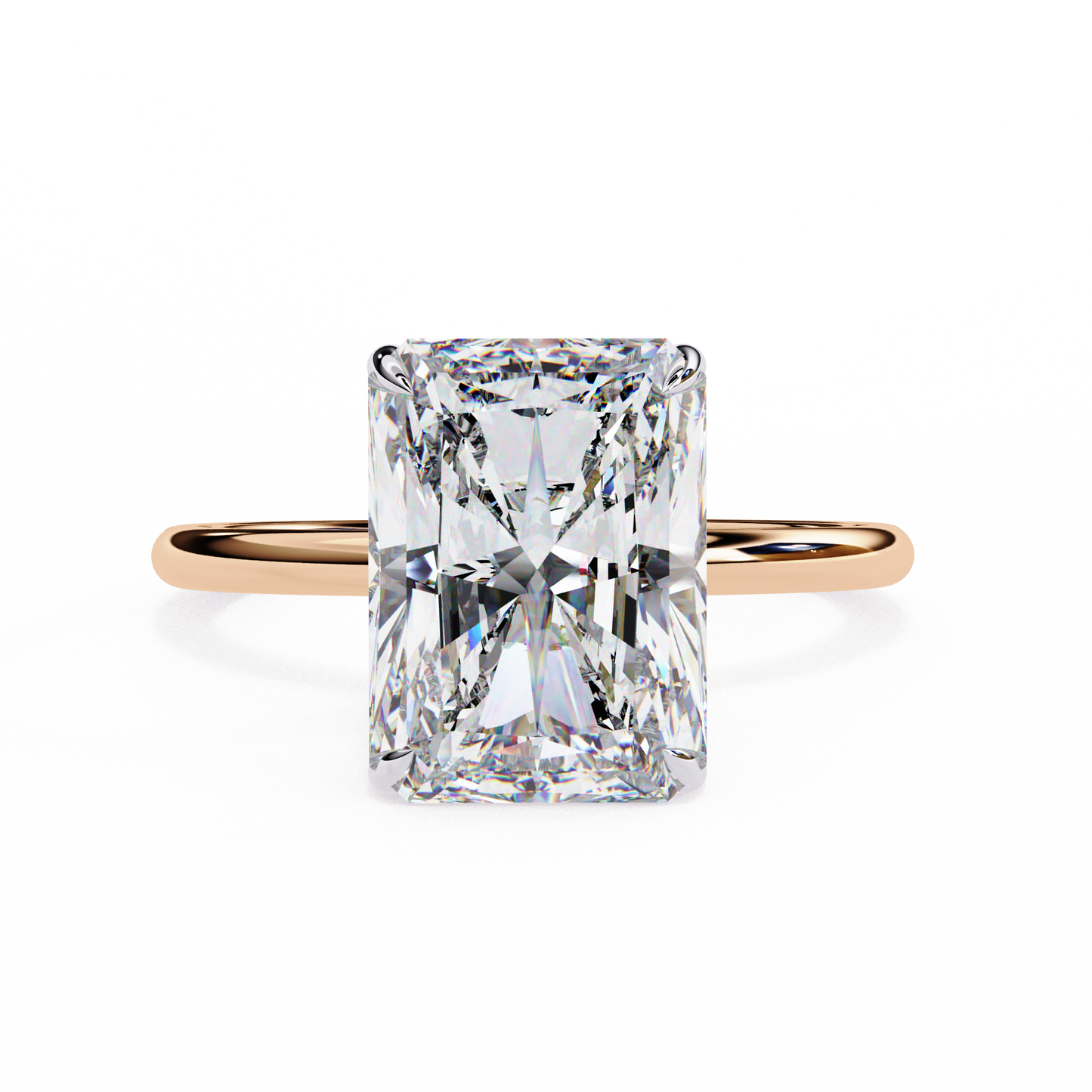 Emerald Linea – Lab Diamond Ring with Graduated Shank in 14K Gold