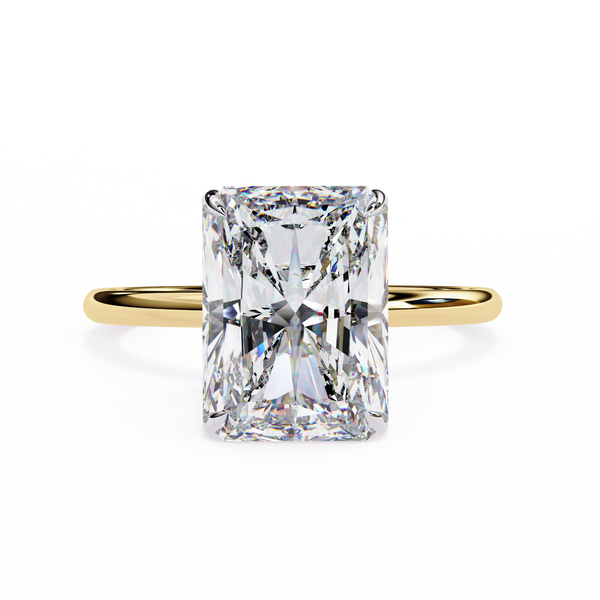 Emerald Linea – Diamond Ring with Graduated Shank in 14K Gold