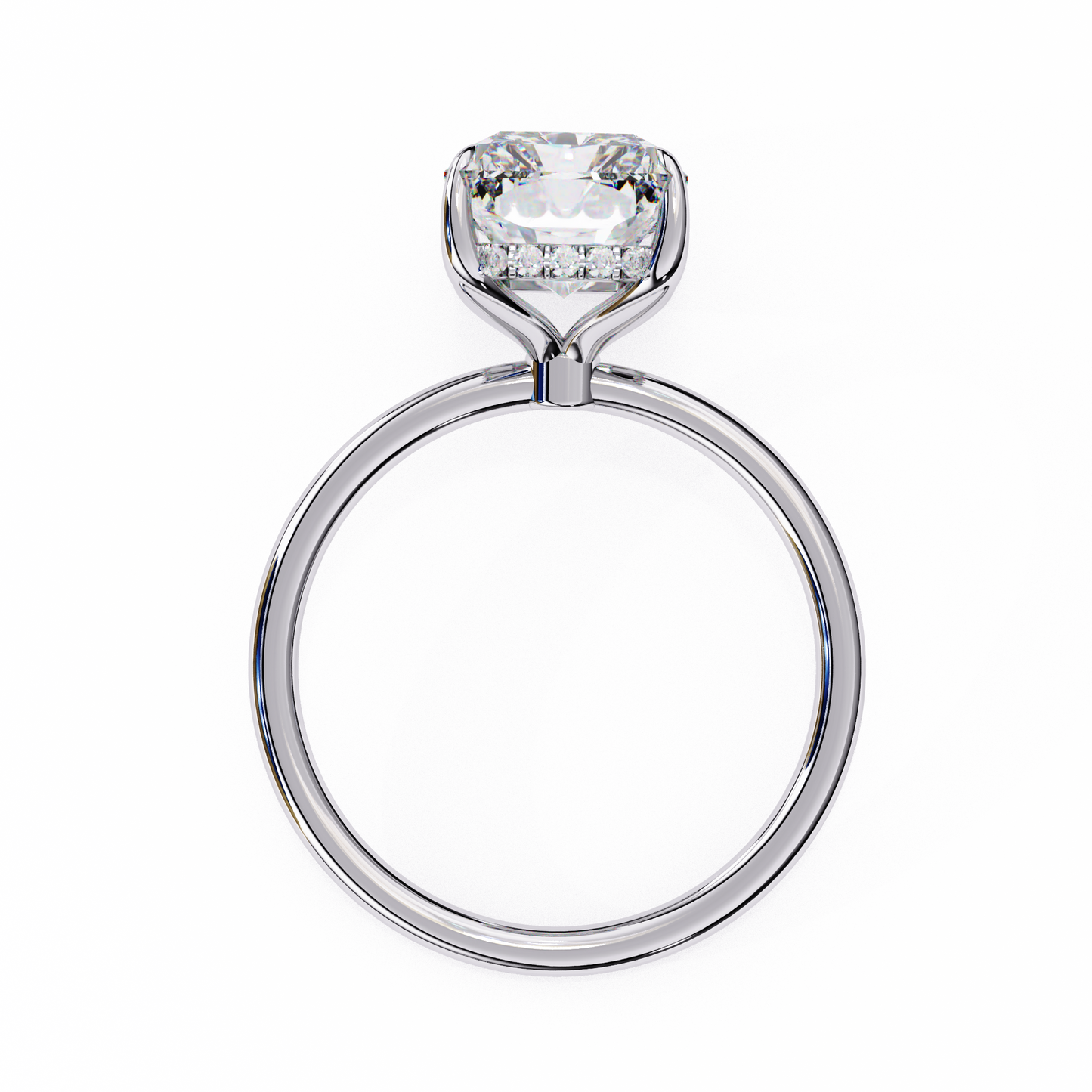 Emerald Crestline – Lab Diamond Ring with Double-Row Shank in 14K Gold
