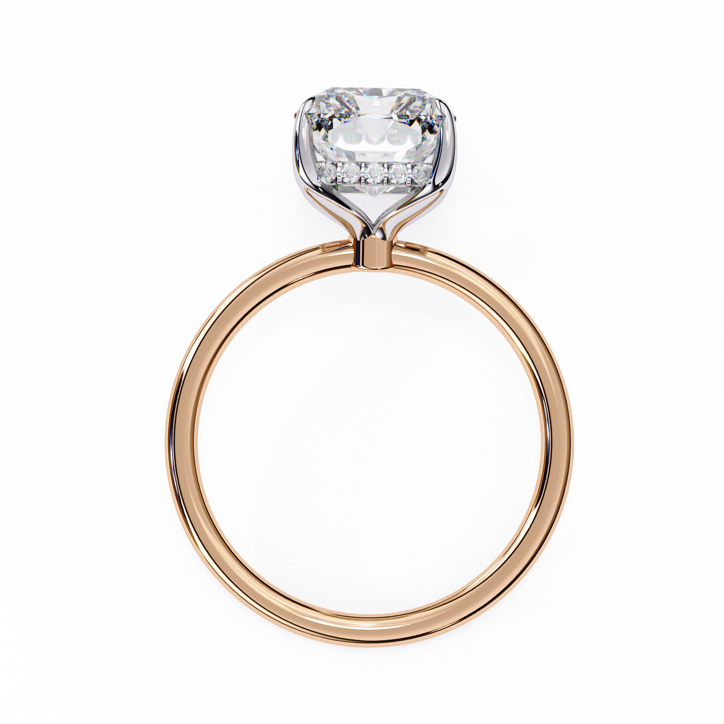Emerald Crestline – Lab Diamond Ring with Double-Row Shank in 14K Gold