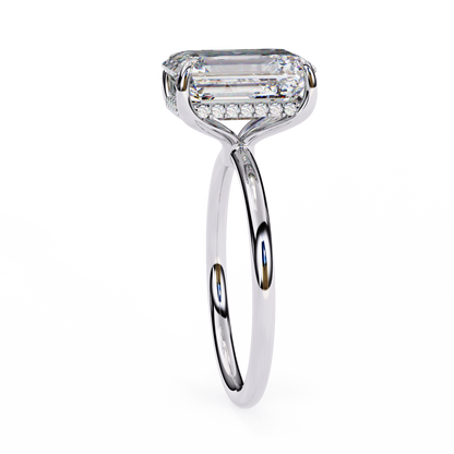 Emerald Crestline – Lab Diamond Ring with Double-Row Shank in 14K Gold
