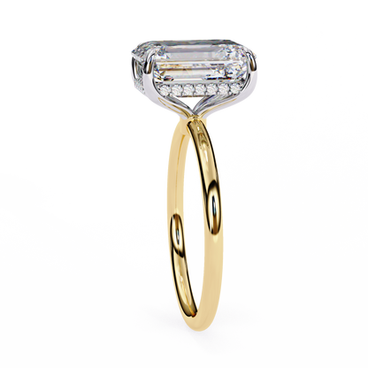 Emerald Crestline – Lab Diamond Ring with Double-Row Shank in 14K Gold
