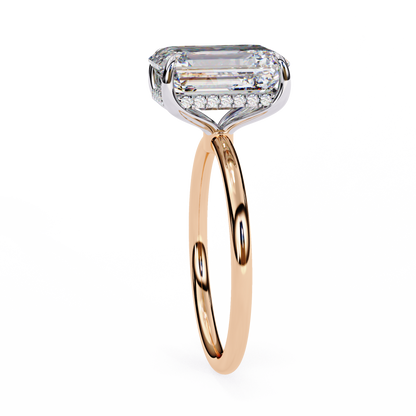 Emerald Crestline – Lab Diamond Ring with Double-Row Shank in 14K Gold