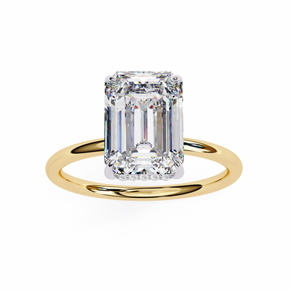 Emerald Crestline – Lab Diamond Ring with Double-Row Shank in 14K Gold