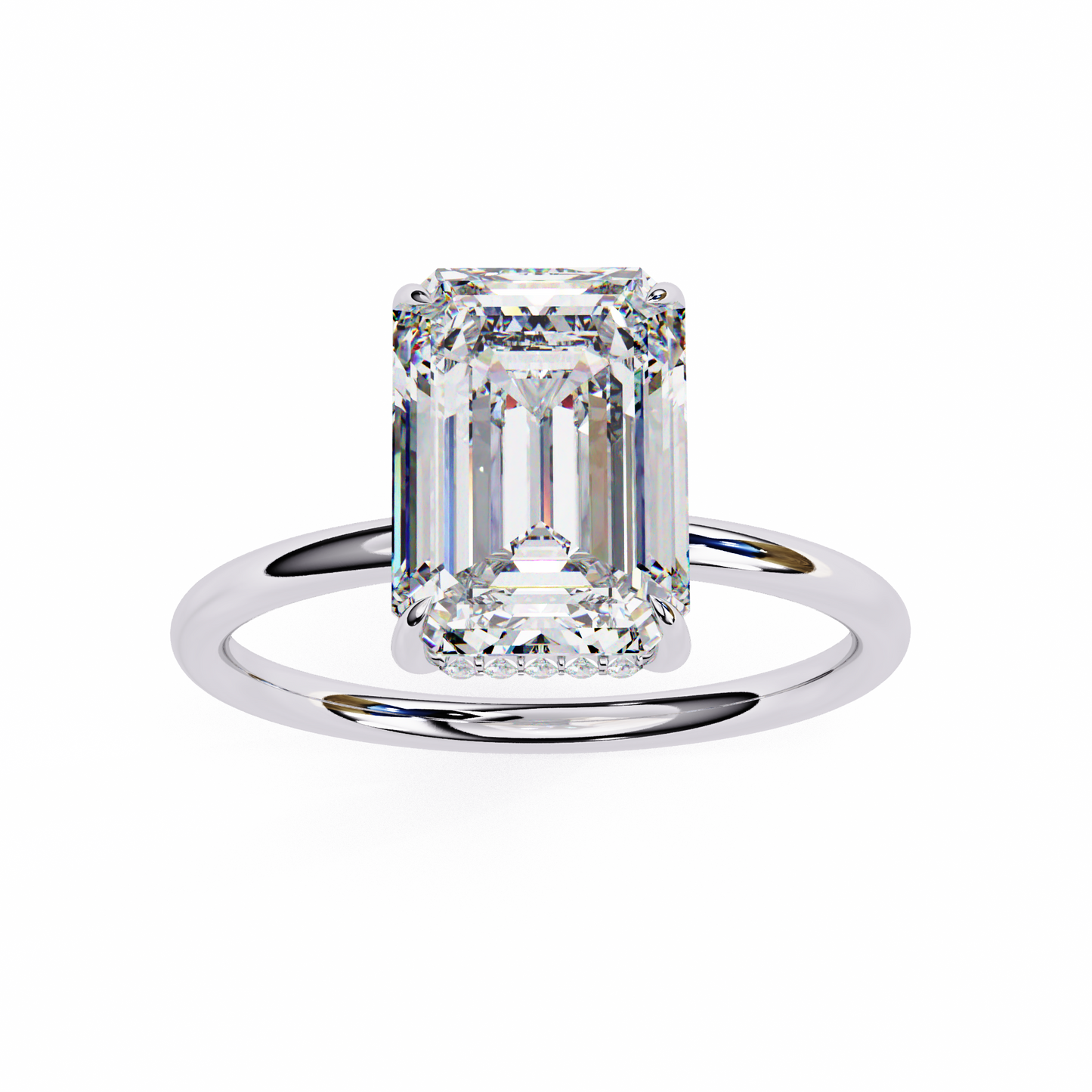 Emerald Crestline – Lab Diamond Ring with Double-Row Shank in 14K Gold