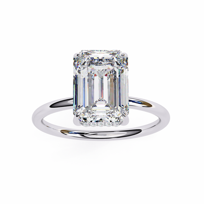 Emerald Crestline – Lab Diamond Ring with Double-Row Shank in 14K Gold