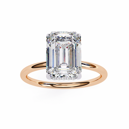Emerald Crestline – Lab Diamond Ring with Double-Row Shank in 14K Gold