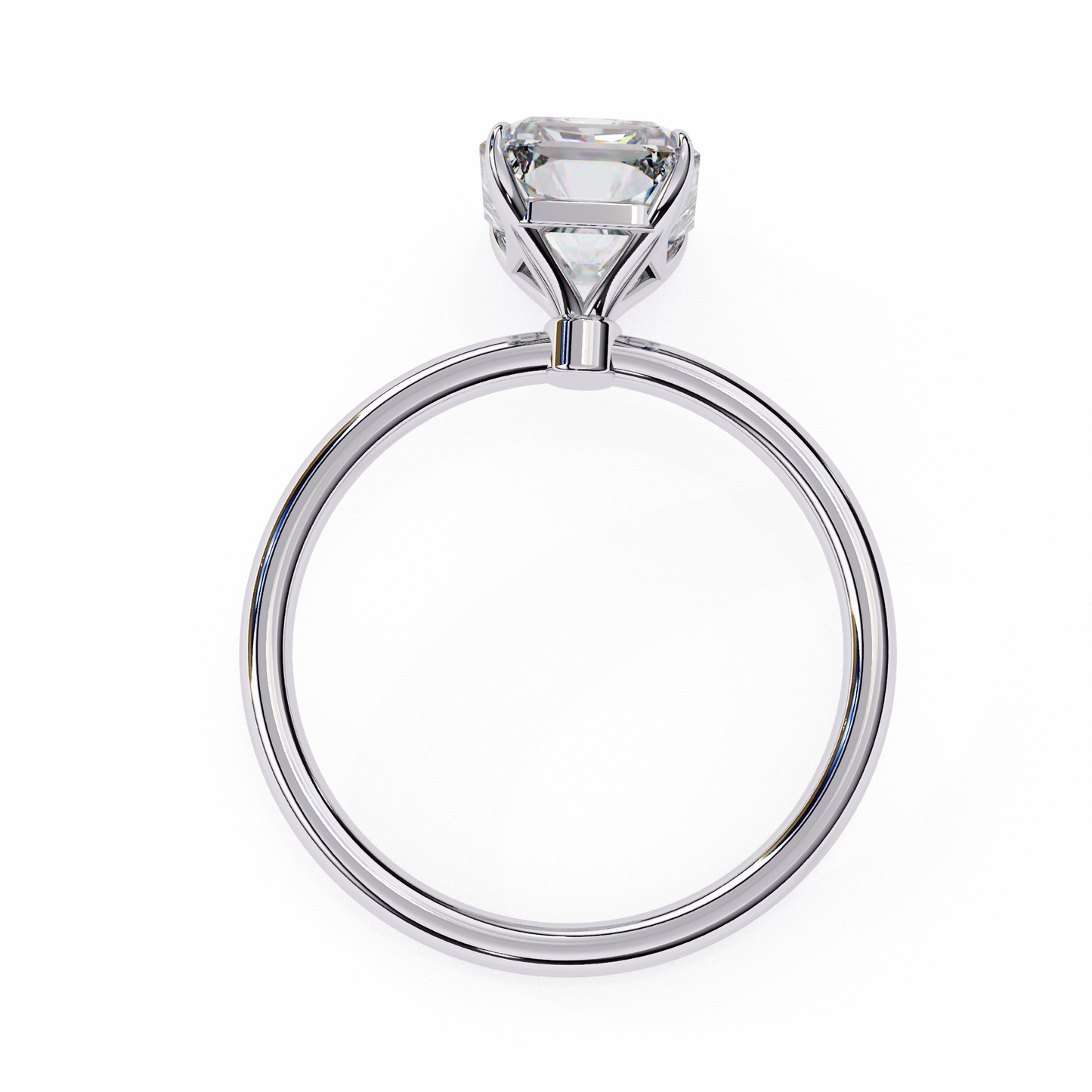 Radiant Lab Diamond Ring with Sculpted Shank in 14K Gold