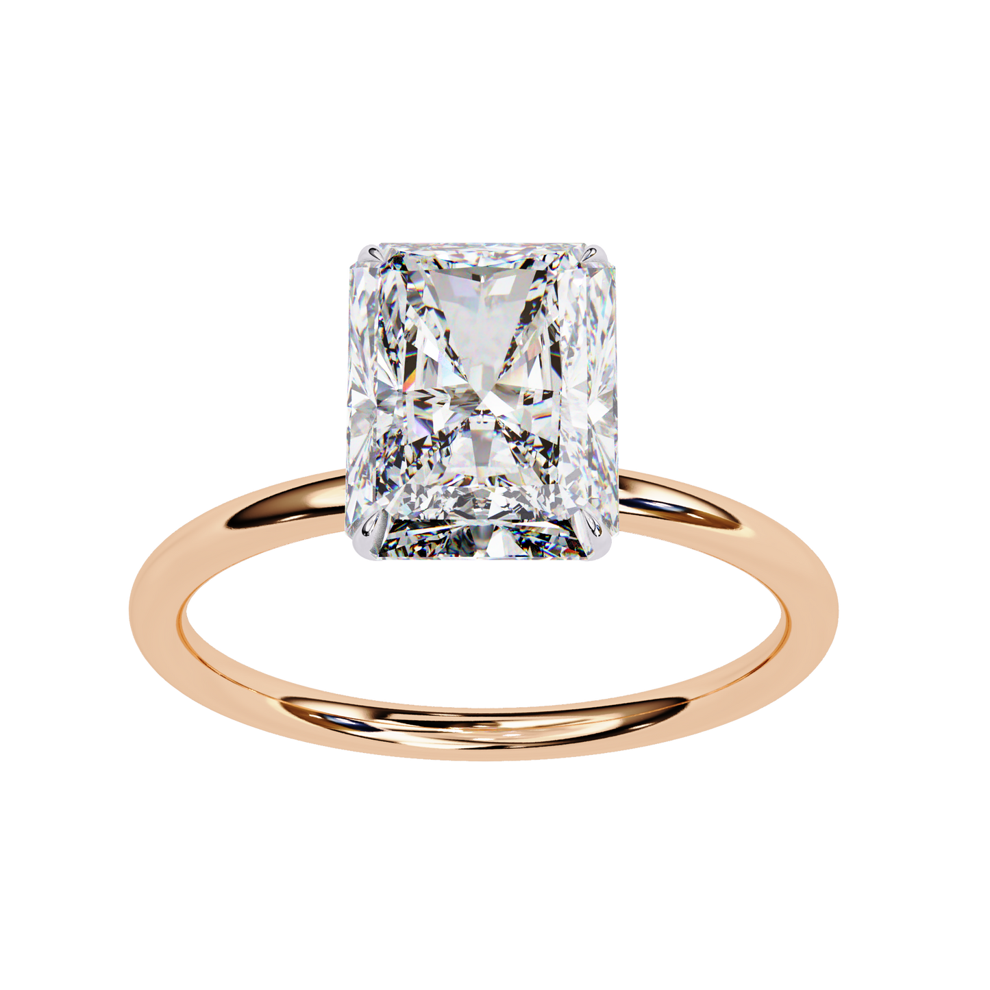Radiant Lab Diamond Ring with Sculpted Shank in 14K Gold