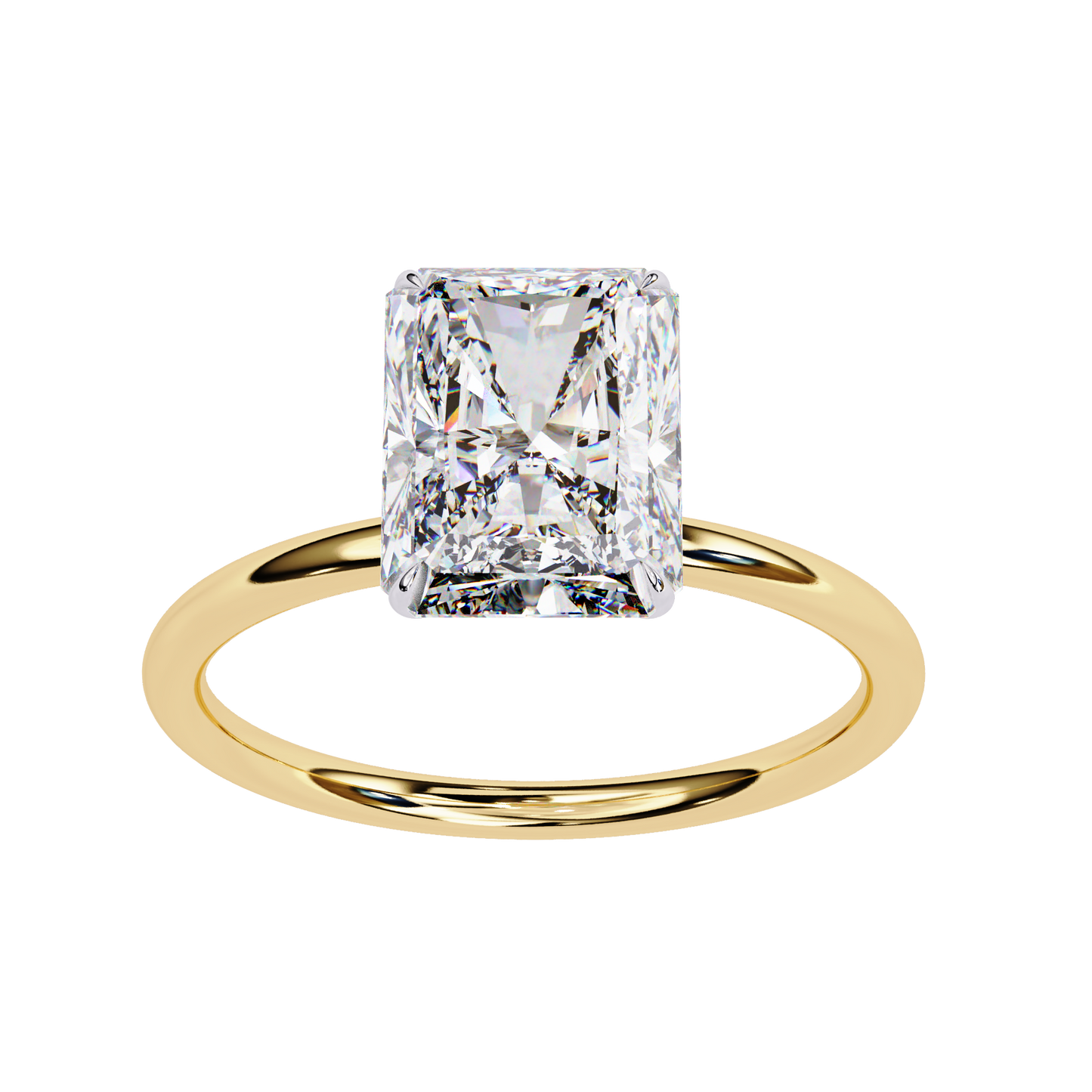 Radiant Lab Diamond Ring with Sculpted Shank in 14K Gold