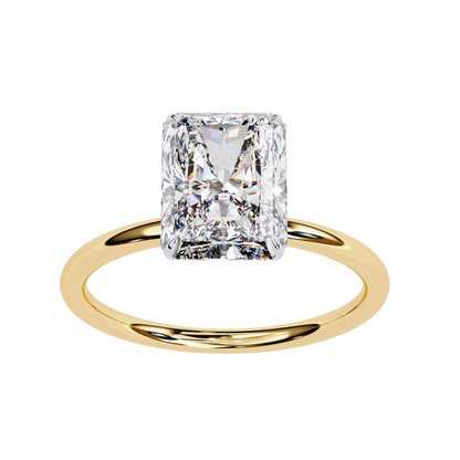 Radiant Lab Diamond Ring with Sculpted Shank in 14K Gold