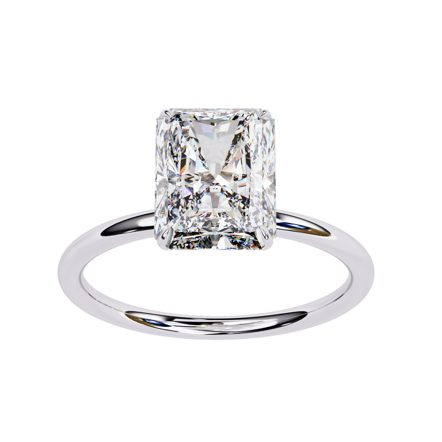Radiant Lab Diamond Ring with Sculpted Shank in 14K Gold
