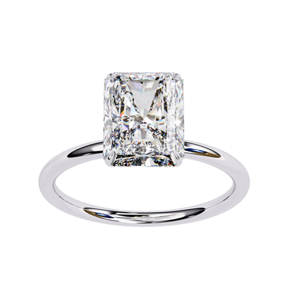 Radiant Lab Diamond Ring with Sculpted Shank in 14K Gold