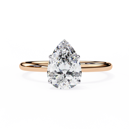 Teardrop Grace – Pear Lab Diamond Solitaire Ring in 14K Gold