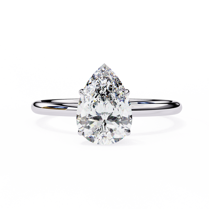 Teardrop Grace – Pear Lab Diamond Solitaire Ring in 14K Gold