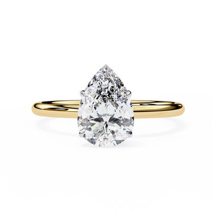 Teardrop Grace – Pear Lab Diamond Solitaire Ring in 14K Gold