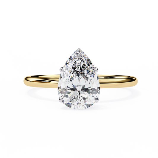 Teardrop Grace – Pear Lab Diamond Solitaire Ring in 14K Gold
