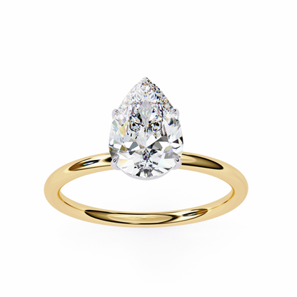 Teardrop Grace – Pear Lab Diamond Solitaire Ring in 14K Gold