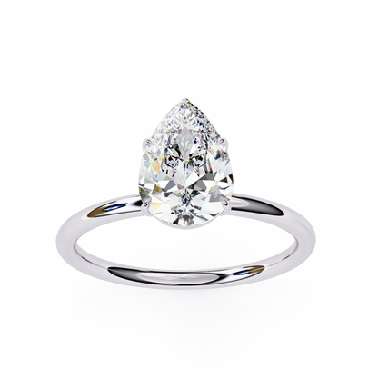 Teardrop Grace – Pear Lab Diamond Solitaire Ring in 14K Gold