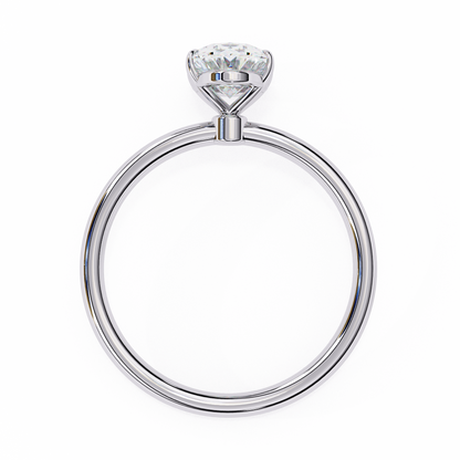Oval Poise – Lab Diamond Solitaire Ring with Slim Shank in 14K Gold